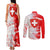Switzerland Flag Couples Matching Tank Maxi Dress and Long Sleeve Button Shirt with Camo Red White Sportswear with Swiss Cross Shield - Wonder Print Shop
