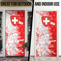 Switzerland Flag Door Cover with Camo Red White Sportswear with Swiss Cross Shield - Wonder Print Shop