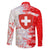 Switzerland Flag Family Matching Long Sleeve Bodycon Dress and Hawaiian Shirt with Camo Red White Sportswear with Swiss Cross Shield - Wonder Print Shop