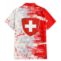 Switzerland Flag Family Matching Mermaid Dress and Hawaiian Shirt with Camo Red White Sportswear with Swiss Cross Shield - Wonder Print Shop