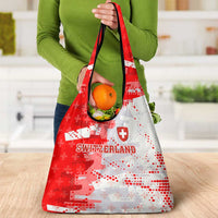 Switzerland Flag Grocery Bag with Camo Red White Sportswear with Swiss Cross Shield - Wonder Print Shop