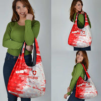 Switzerland Flag Grocery Bag with Camo Red White Sportswear with Swiss Cross Shield - Wonder Print Shop