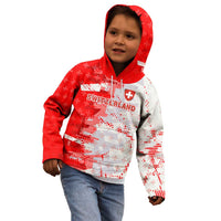 Switzerland Flag Kid Hoodie with Camo Red White Sportswear with Swiss Cross Shield - Wonder Print Shop