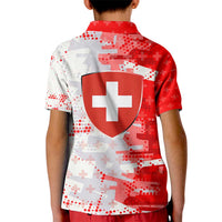Switzerland Flag Kid Polo Shirt with Camo Red White Sportswear with Swiss Cross Shield - Wonder Print Shop