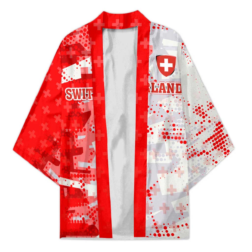 Switzerland Flag Kimono with Camo Red White Sportswear with Swiss Cross Shield - Wonder Print Shop