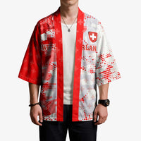 Switzerland Flag Kimono with Camo Red White Sportswear with Swiss Cross Shield - Wonder Print Shop