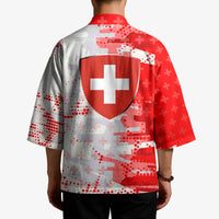 Switzerland Flag Kimono with Camo Red White Sportswear with Swiss Cross Shield - Wonder Print Shop