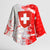 Switzerland Flag Kimono Sleeve Blouse with Camo Red White Sportswear with Swiss Cross Shield - Wonder Print Shop