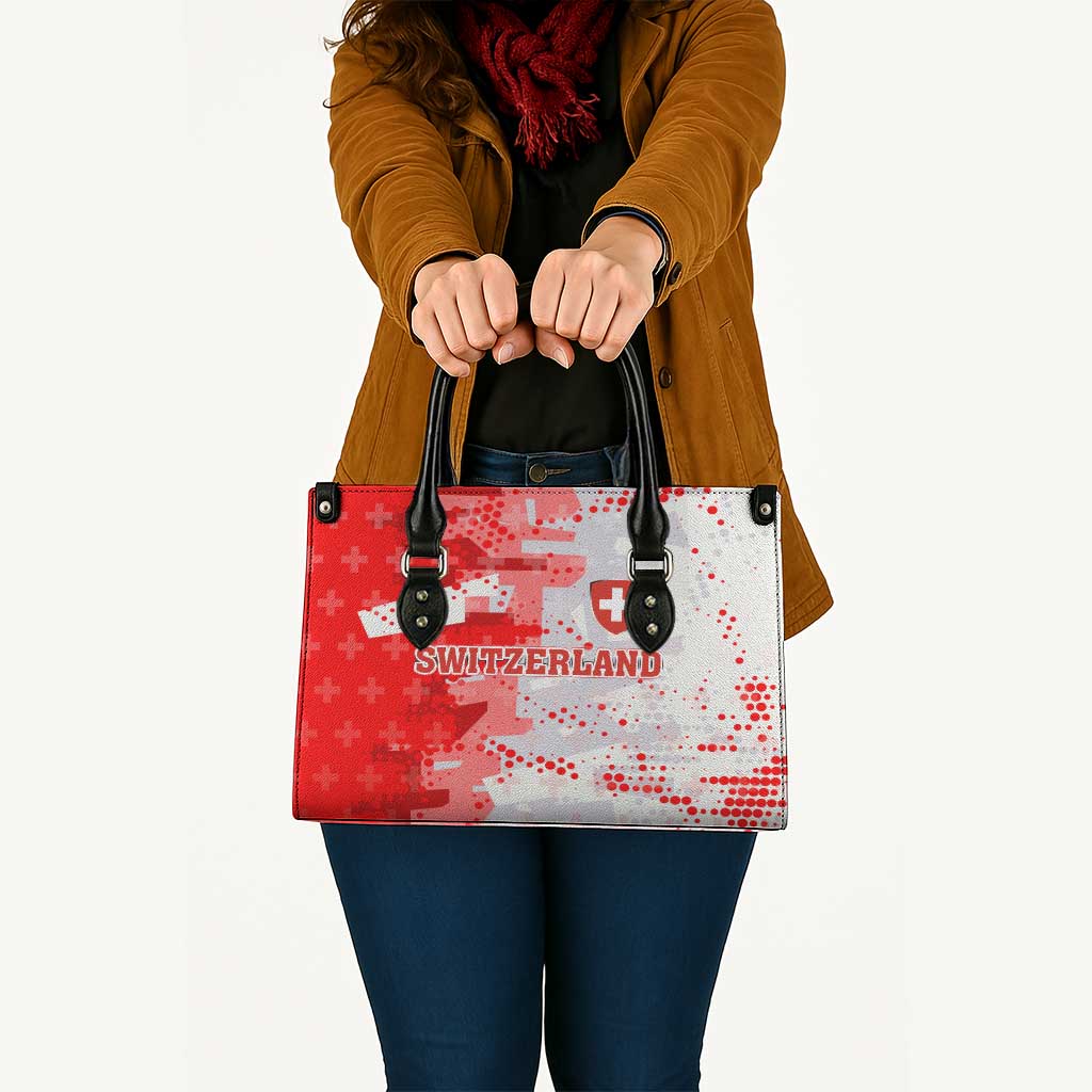 Switzerland Flag Leather Bag with Camo Red White Sportswear with Swiss Cross Shield - Wonder Print Shop