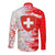 Switzerland Flag Long Sleeve Button Shirt with Camo Red White Sportswear with Swiss Cross Shield - Wonder Print Shop