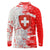 Switzerland Flag Long Sleeve Polo Shirt with Camo Red White Sportswear with Swiss Cross Shield - Wonder Print Shop