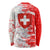 Switzerland Flag Long Sleeve Shirt with Camo Red White Sportswear with Swiss Cross Shield - Wonder Print Shop