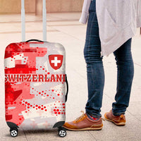 Switzerland Flag Luggage Cover with Camo Red White Sportswear with Swiss Cross Shield - Wonder Print Shop