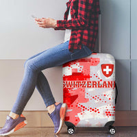Switzerland Flag Luggage Cover with Camo Red White Sportswear with Swiss Cross Shield - Wonder Print Shop