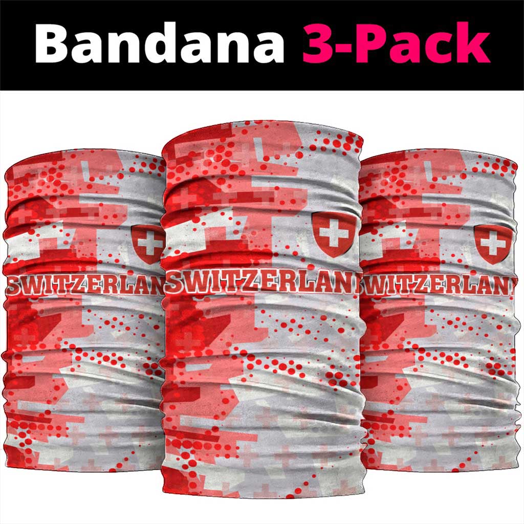 Switzerland Flag Neck Gaiter with Camo Red White Sportswear with Swiss Cross Shield TS04