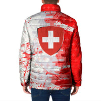Switzerland Flag Padded Jacket with Camo Red White Sportswear with Swiss Cross Shield - Wonder Print Shop