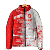 Switzerland Flag Padded Jacket with Camo Red White Sportswear with Swiss Cross Shield - Wonder Print Shop