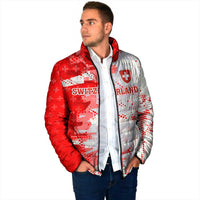 Switzerland Flag Padded Jacket with Camo Red White Sportswear with Swiss Cross Shield - Wonder Print Shop