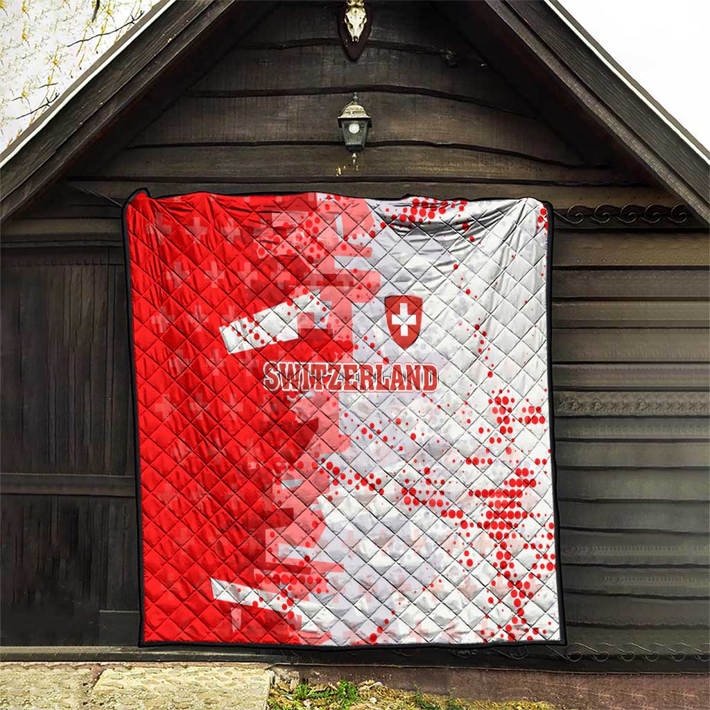 Switzerland Flag Quilt with Camo Red White Sportswear with Swiss Cross Shield - Wonder Print Shop