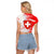 Switzerland Flag Raglan Cropped T Shirt with Camo Red White Sportswear with Swiss Cross Shield - Wonder Print Shop