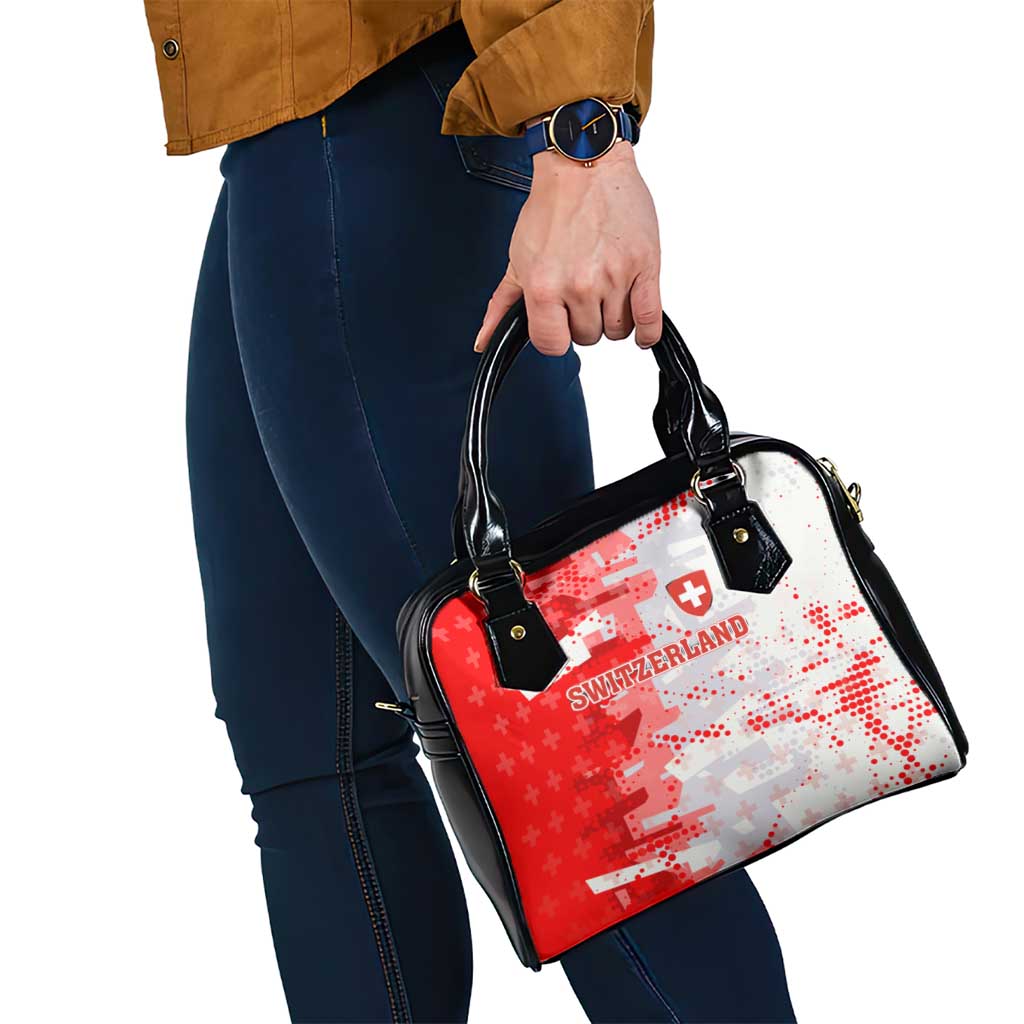 Switzerland Flag Shoulder Handbag with Camo Red White Sportswear with Swiss Cross Shield - Wonder Print Shop