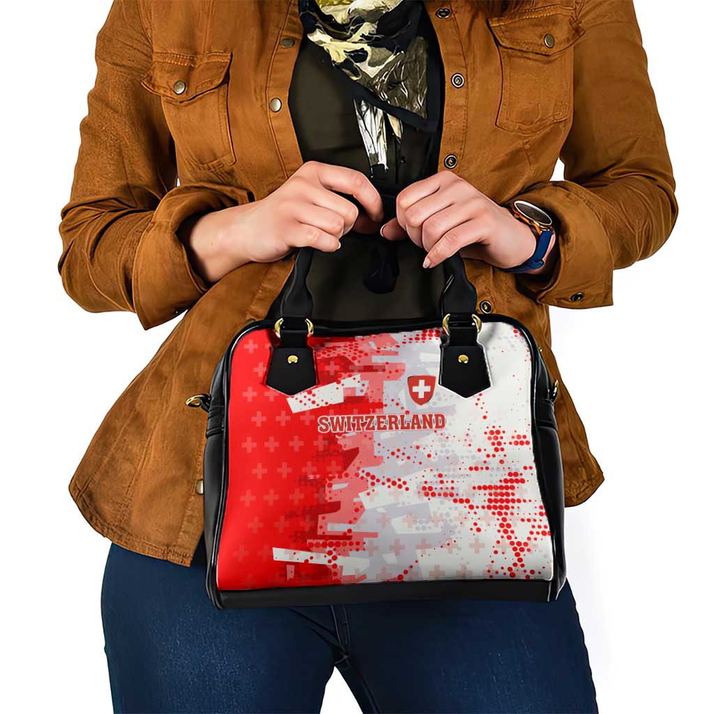 Switzerland Flag Shoulder Handbag with Camo Red White Sportswear with Swiss Cross Shield - Wonder Print Shop