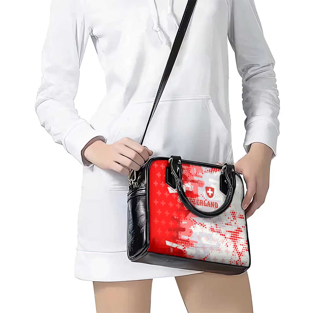 Switzerland Flag Shoulder Handbag with Camo Red White Sportswear with Swiss Cross Shield - Wonder Print Shop