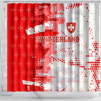 Switzerland Flag Shower Curtain with Camo Red White Sportswear with Swiss Cross Shield - Wonder Print Shop