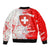 Switzerland Flag Sleeve Zip Bomber Jacket with Camo Red White Sportswear with Swiss Cross Shield - Wonder Print Shop