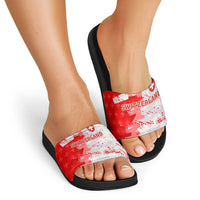 Switzerland Flag Slide Sandals with Camo Red White Sportswear with Swiss Cross Shield - Wonder Print Shop