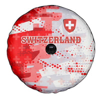 Switzerland Flag Spare Tire Cover with Camo Red White Sportswear with Swiss Cross Shield - Wonder Print Shop