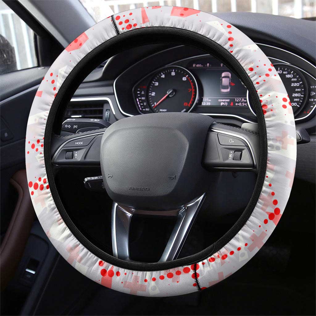 Switzerland Flag Steering Wheel Cover with Camo Red White Sportswear with Swiss Cross Shield - Wonder Print Shop