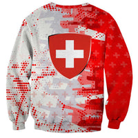 Switzerland Flag Sweatshirt with Camo Red White Sportswear with Swiss Cross Shield - Wonder Print Shop