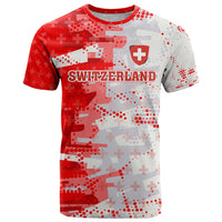 Switzerland Flag T Shirt with Camo Red White Sportswear with Swiss Cross Shield - Wonder Print Shop