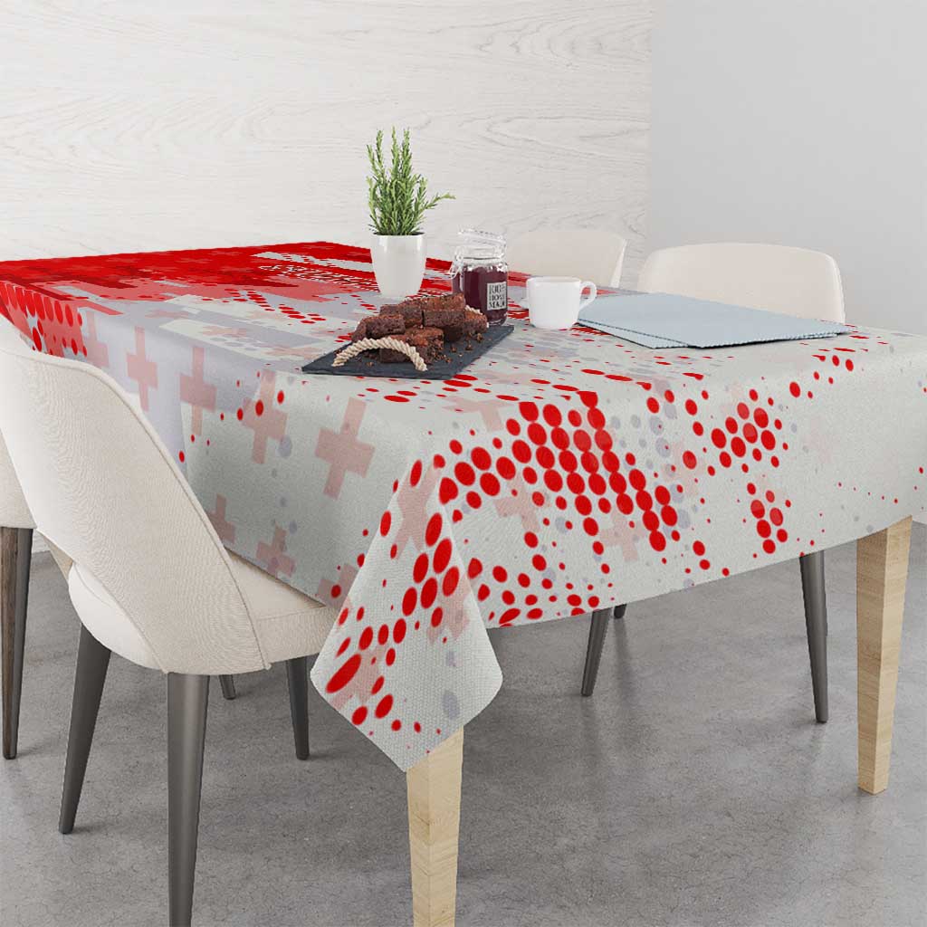 Switzerland Flag Tablecloth with Camo Red White Sportswear with Swiss Cross Shield - Wonder Print Shop