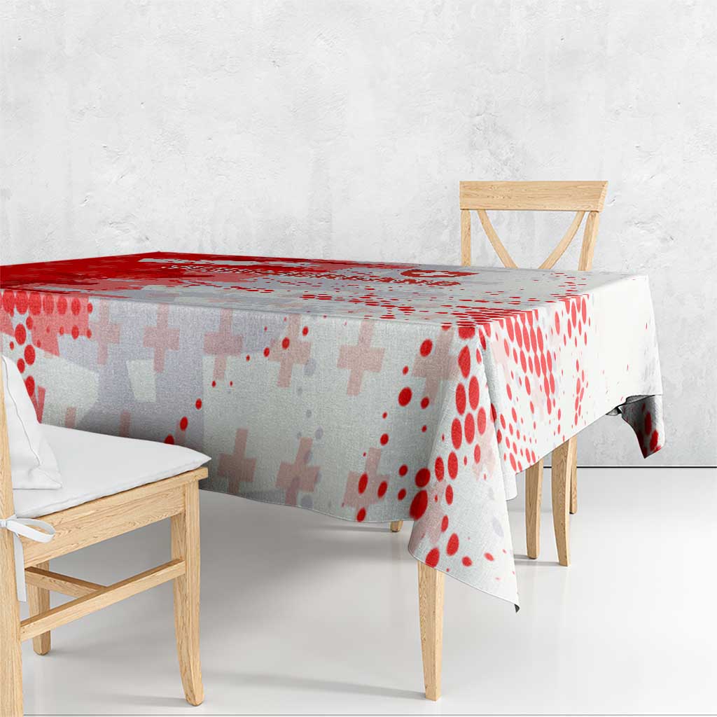 Switzerland Flag Tablecloth with Camo Red White Sportswear with Swiss Cross Shield - Wonder Print Shop