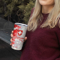 Switzerland Flag Tumbler Cup with Camo Red White Sportswear with Swiss Cross Shield - Wonder Print Shop