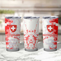 Switzerland Flag Tumbler Cup with Camo Red White Sportswear with Swiss Cross Shield - Wonder Print Shop