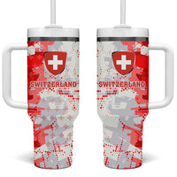 Switzerland Flag Tumbler With Handle with Camo Red White Sportswear with Swiss Cross Shield - Wonder Print Shop