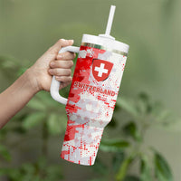 Switzerland Flag Tumbler With Handle with Camo Red White Sportswear with Swiss Cross Shield - Wonder Print Shop