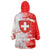 Switzerland Flag Wearable Blanket Hoodie with Camo Red White Sportswear with Swiss Cross Shield - Wonder Print Shop