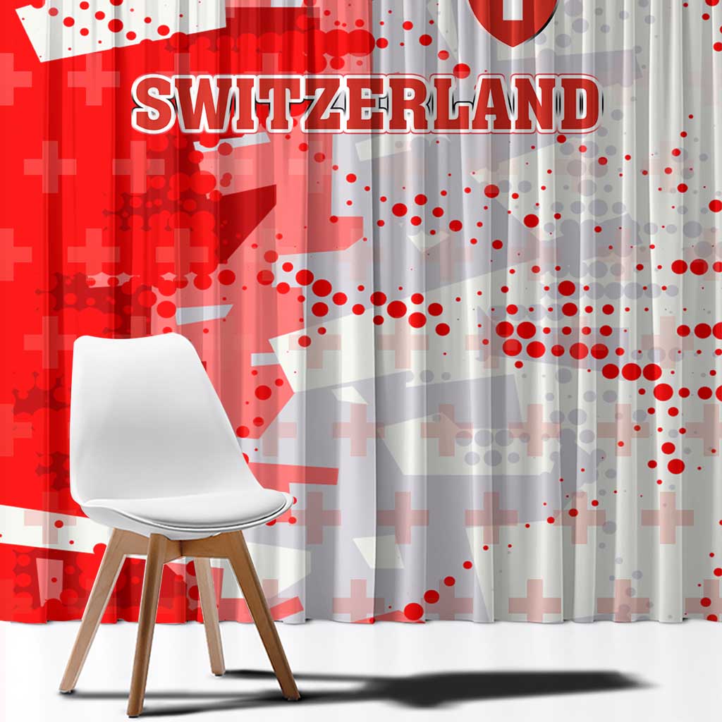 Switzerland Flag Window Curtain with Camo Red White Sportswear with Swiss Cross Shield - Wonder Print Shop
