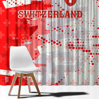 Switzerland Flag Window Curtain with Camo Red White Sportswear with Swiss Cross Shield - Wonder Print Shop