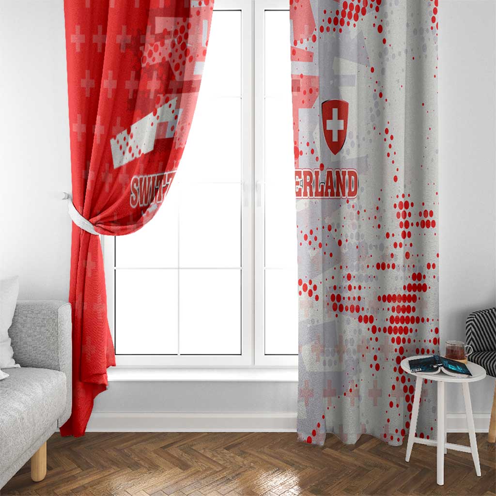 Switzerland Flag Window Curtain with Camo Red White Sportswear with Swiss Cross Shield - Wonder Print Shop