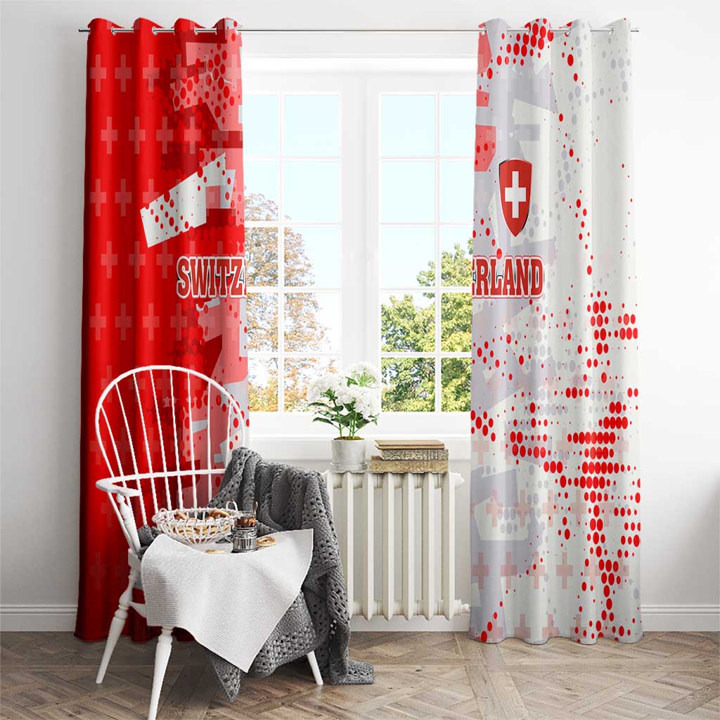 Switzerland Flag Window Curtain with Camo Red White Sportswear with Swiss Cross Shield - Wonder Print Shop
