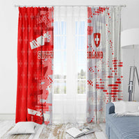 Switzerland Flag Window Curtain with Camo Red White Sportswear with Swiss Cross Shield - Wonder Print Shop