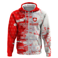 Switzerland Flag Zip Hoodie with Camo Red White Sportswear with Swiss Cross Shield - Wonder Print Shop