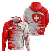 Switzerland Flag Zip Hoodie with Camo Red White Sportswear with Swiss Cross Shield - Wonder Print Shop