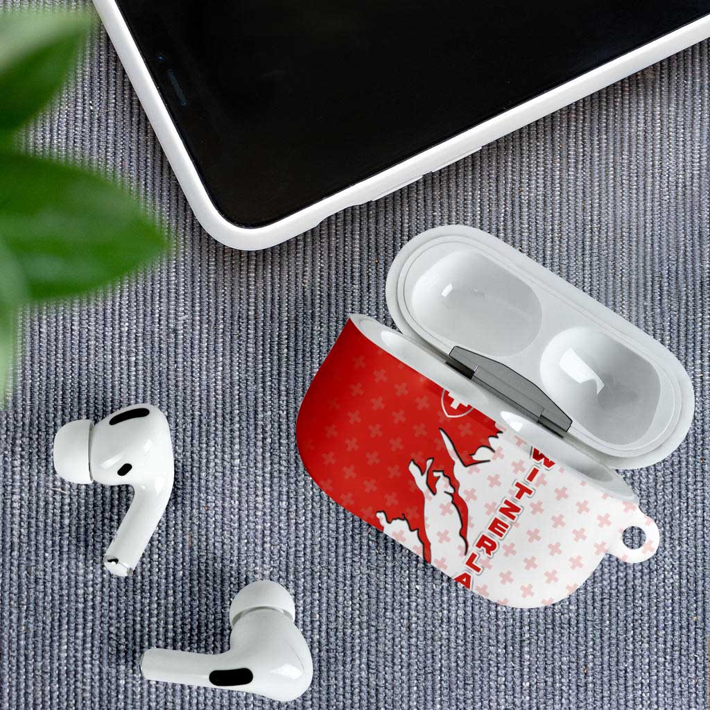Switzerland Map Scratch Claw Swiss Flag AirPods Case with Vertical Text - Wonder Print Shop
