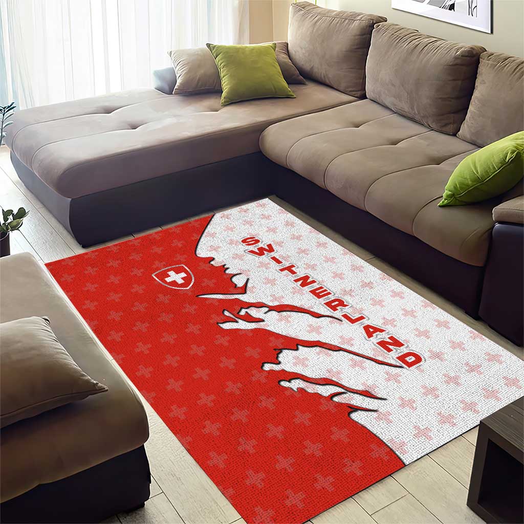 Switzerland Map Scratch Claw Swiss Flag Area Rug with Vertical Text - Wonder Print Shop